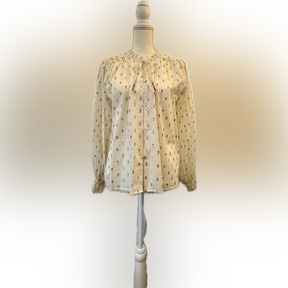 Anthropologie DOLAN off white tie blouse - Picture 2 of 11
